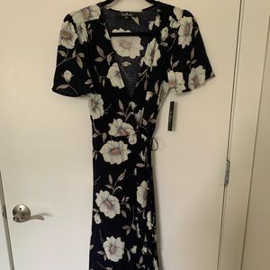 Navy high low wrap dress LULUs